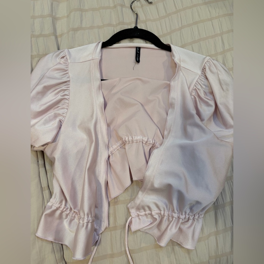 REVOLVE Pink Satin Crop Top